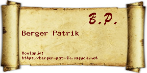 Berger Patrik névjegykártya